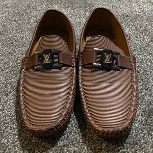 Louis Vuitton Men's Textured Brown Loafers